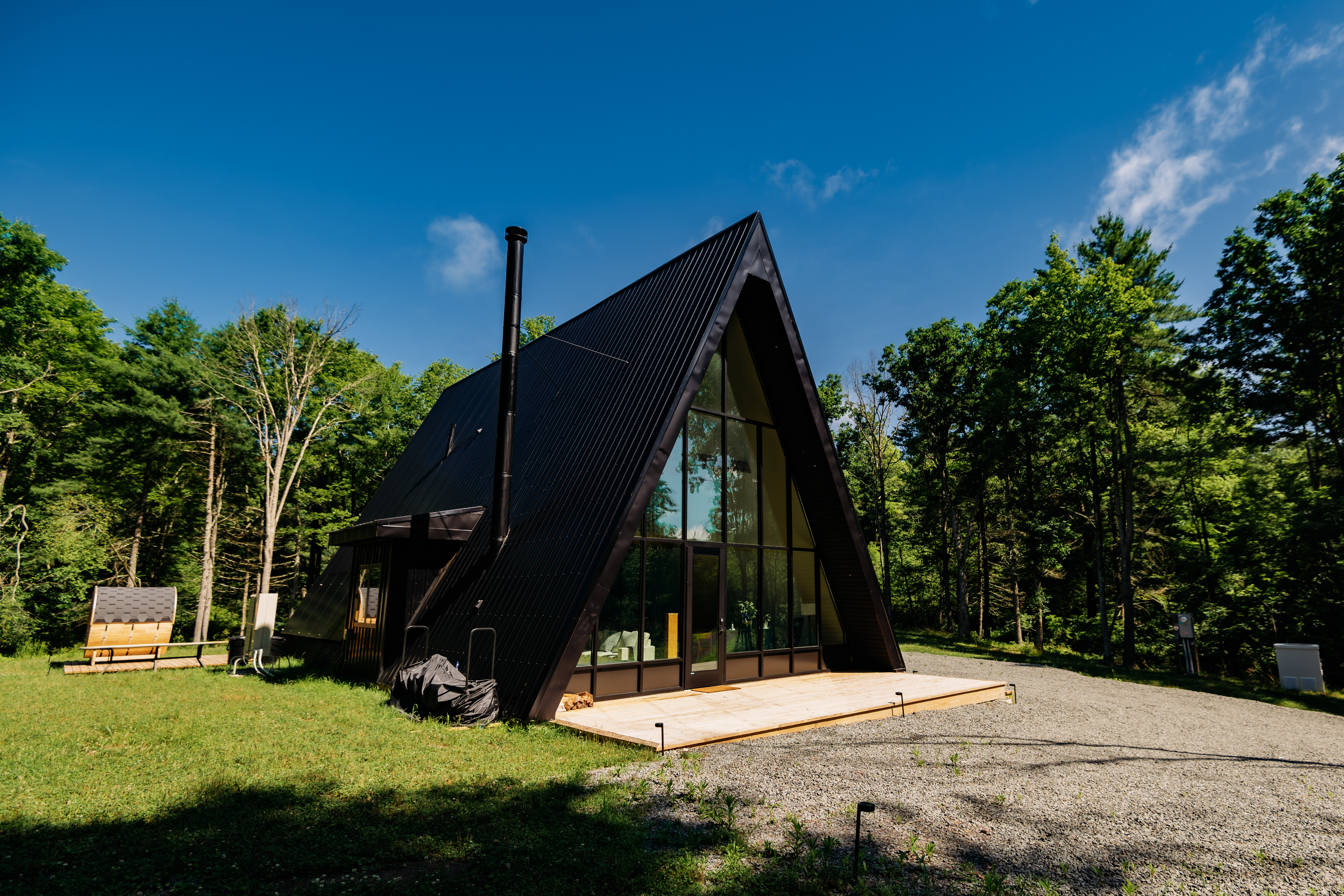 Side view with sauna